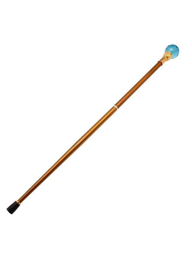 Luxury Blue Crystal Walking Cane – Sparkling Blue Gem Ball Handle, Gold Finish, Bronze Stick, Safe Rubber Tip, 93 cm Elegant Royal Style - Image 3